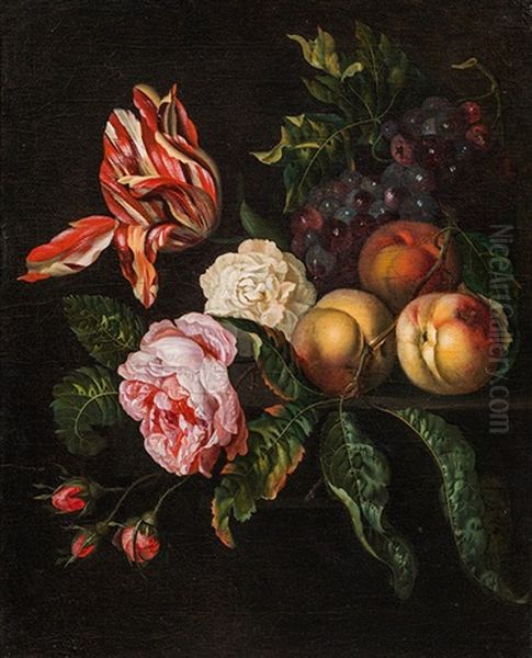 Still Life With Peaches, Grapes And Flowers - view 1