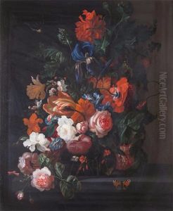 Summer Still Life With Roses, Tulips, Iris And Other Flowers by Ernst Stuven