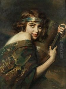 Junges Madchen Mit Antikem Amphorenkrug by Tadeusz Styka