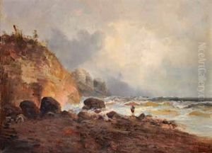 Silhouette Devant Une Mer Demontee by Joseph Francois Suchet