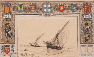 Voiliers En Mer by Joseph Francois Suchet