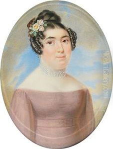 A Half-length Portrait Of A Lady With Red Cheeks And A Choker