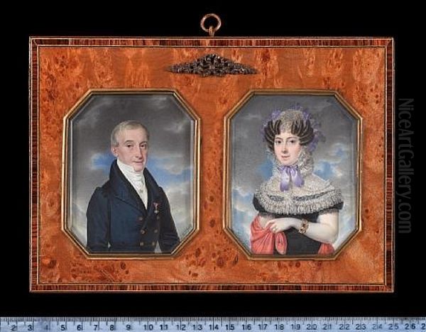 Portrait Of A Nobleman, Wearing A Blue Overcoat (+ Portrait Of A Lady, Wearing A Black Dress With Large White Lace Collar; Pair) - view 1