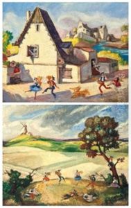 Two Set Designs For 'la Fille Mal Gardee': Act I, Scene 2; And Act Ii, Scene 3