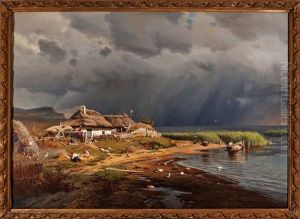 Farmer's Cottage On River Bank by Rufin Gavrilovich Sudkovsky