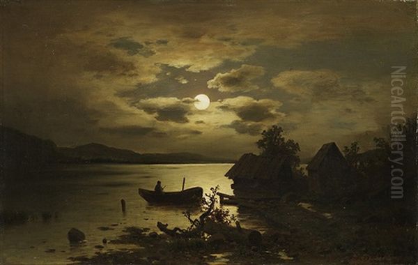 Nachtliche Landschaft Mit Fischerboot - view 1
