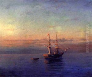 Voilier Et Barque Au Soleil Couchant