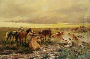 In Weiter Ebene Lagernde Hirten by Carl Suhrlandt