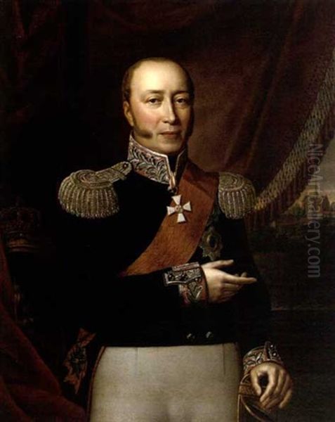 Portrait Of Friedrich Franz I, Grand Duke Of Mecklenburg-schwerin, Wearing The Black Uniform Of The Mecklenburg Infantry, A Sash And Badge Of The Order Of The Black Eagle Of Prussia - view 1