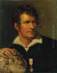 Portrait Of The Danish Sculptor Thorvaldsen by Rudolph Friedrich Suhrlandt