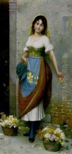 Junge Blumenverkauferin by Josef Wilhelm Suehs