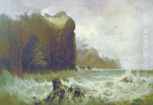 Upprord Sjo Vid Klippig Kust Upprord Sjo Vid Klippig Kust