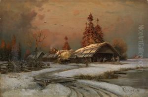 Village Scene In Winter Village Scene In Winter