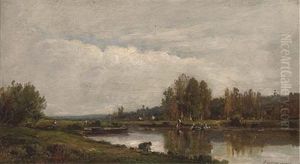 Washerwomen On The Banks Of A River
