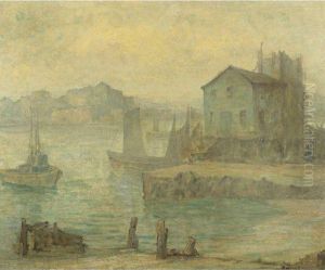 Boats In A Harbor by Maurice Braun