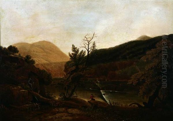 Fisherman On Ohio River Scene - view 1