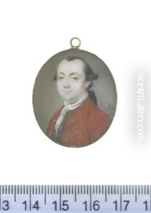 A Gentleman, Wearing Vermilion Coat Edged With Gold Braiding, Dark Green Waistcoat Embellished With Gold Embroidery, White Chemise, Stock And Lace Cravat