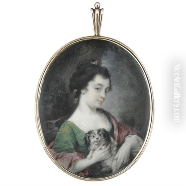 Portrait Of A Lady Holding A Small Dog (kitty Fisher?) - view 1