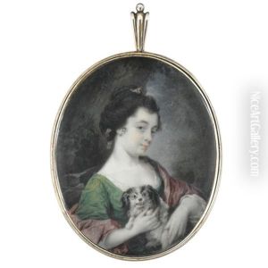 Portrait Of A Lady Holding A Small Dog (kitty Fisher?) by Luke Sullivan