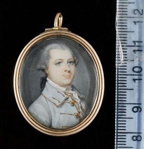 A Gentleman, Wearing Powder-blue Coat Edged With Gold, Matching Waistcoat, White Shirt, Lace Cravat, His Powdered Hair Worn En Queue by Luke Sullivan