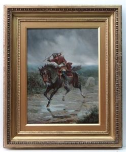 Military Despatch Rider At Full Tilt Across Wind And Rain Swept Heathland by William Holmes Sullivan