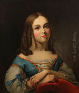 Girl In A Blue Dress With Bows