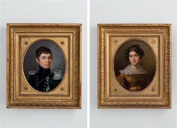 Bildnis Des Karl Schramli (+ Bildnis Der Albertine Katharina Von Wyttenbach-schramli, On Wood, Smllr; Pair) - view 1