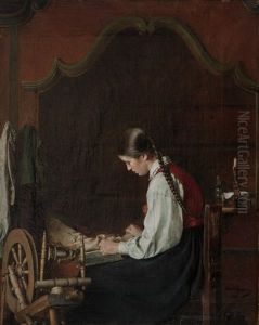 Reading Girl In An Interior by Karl Frederick Sundt-Hansen