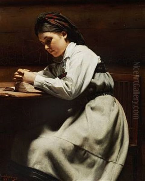 Young Girl Praying, Setesdal, Norway - view 1