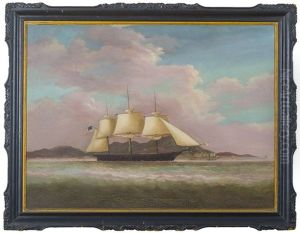 An American Clipper Ship In The Harbor Of Hong Kong by Sunqua