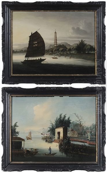 The Nine Stage Pagoda At Whampoa, Hong Merchant's Garden (pair) - view 1