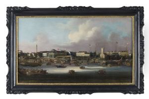 View Of The Hongs At Canton (+ The Praya Grande At Macao; Pair) by Sunqua