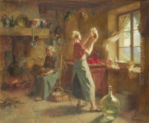 Domestic Scene With Women And Cherries Domestic Scene With Women And Cherries