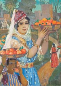 Femme Portant Des Oranges Devant Les Remparts De Mansourah, Tlemcen