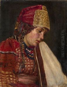 Portrait Of A Boyarynya by Vasili Ivanovich Surikov