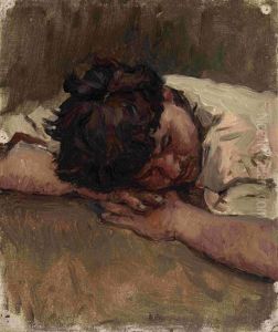 Portrait Of Sleeping Sten'ka Razin (study) by Vasili Ivanovich Surikov