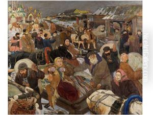 Russische Dorfszene Im Winter by Vasili Ivanovich Surikov