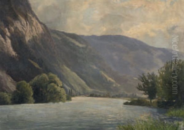 Aareufer Mit Abendberg Bei Interlaken - view 1