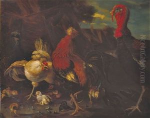 Huhnerhof (after Melchior De Hondecoeter) by Gustav Sues
