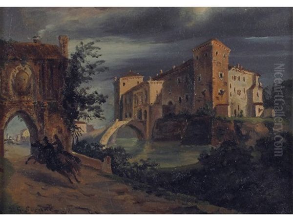 Paesaggio Con Castello E Cavalieri - view 1