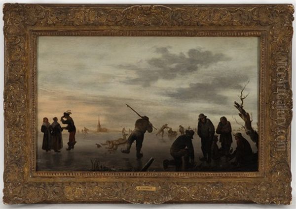 Patineurs Sur Un Lac Gele - view 1