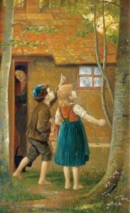 Jewish Children In The Garden by Josef Johann Suess