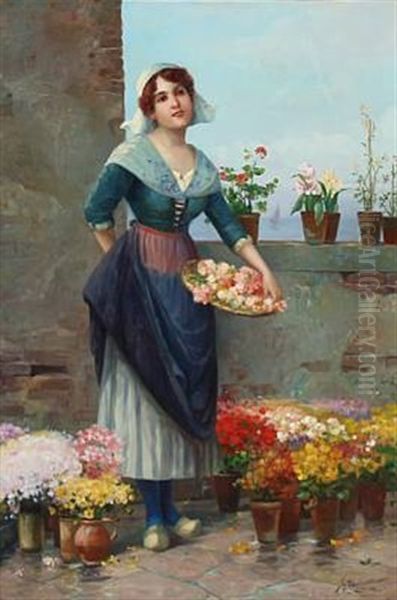 A Woman Sells Flowers - view 1