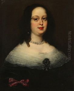 Portrait Of Vittoria Della Rovere (1622-1694), Bust-length, In A Black Dress With A Lace Collar And Diamond Brooch by Justus Sustermans