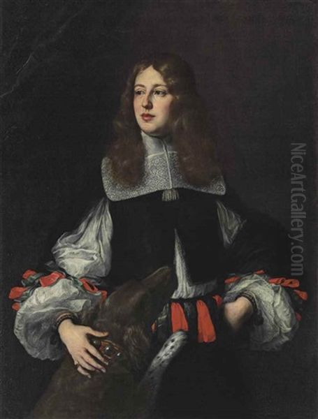 Portrait Of Orazio Piccolomini (1639-1678), Three-quarter-length, With A Dog - view 1