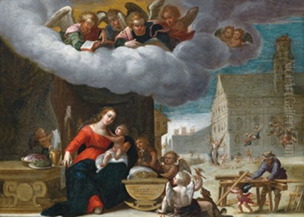 Die Heilige Familie Vor Der Michaelskirche In Munchen - view 1