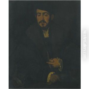 Portrait Of A Gentleman, Half Length, Wearing A Black Cap, A Fur Collar And Lace Cuffs