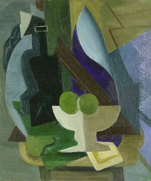 Stilleben Mit Obst, Schale Und Flasche - view 1