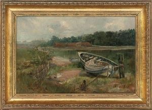 Tethered Boats Beside The River, Whitby (+ 2 Others, Irgr; 3 Works) by Robert Lewis Sutherland