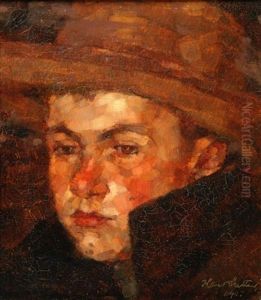 In Gedanken. Portrat Eines Vertraumten Knaben Mit Hut by Hans Sutter